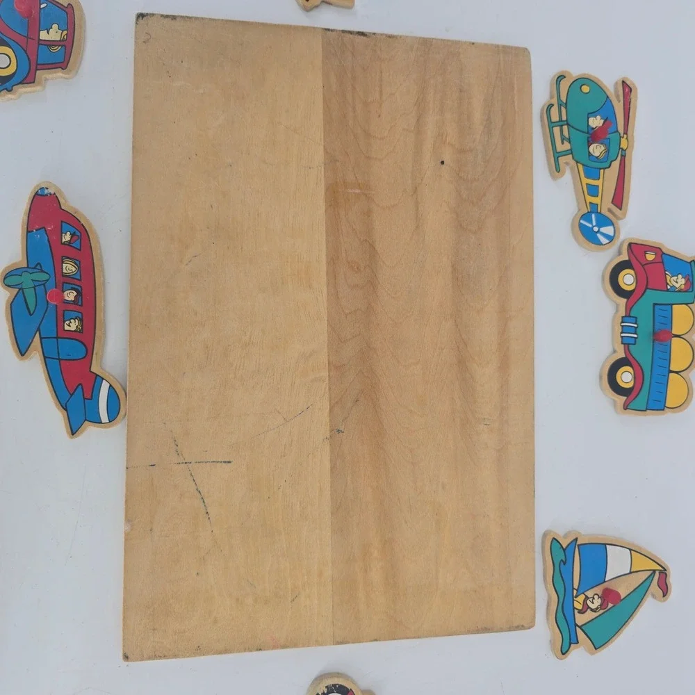 Vintage Wooden Transportation Puzzle Complete Preschool Learning Toy